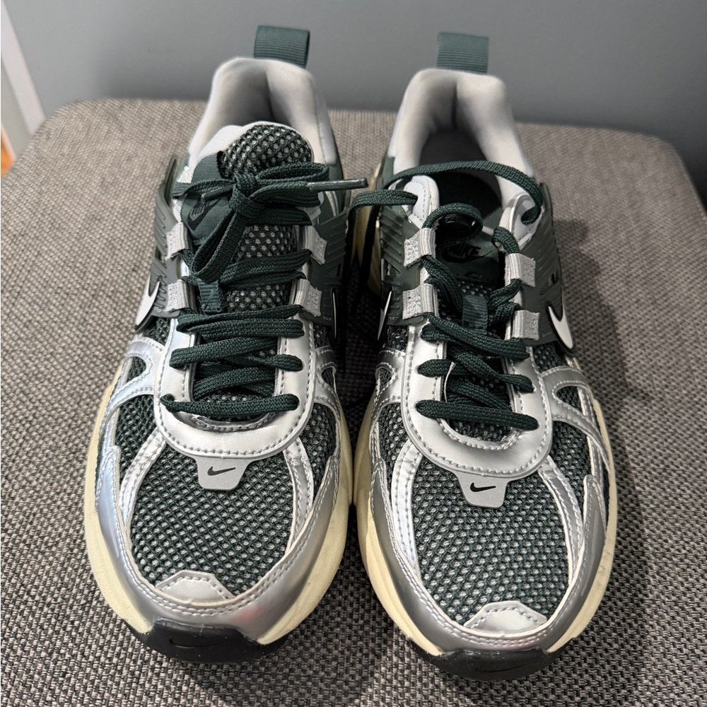 Nike V2 Green and Silver Athletic Sneakers